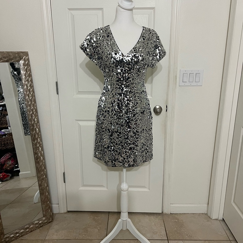 Gianni Bini Silver Sequin Mini Dress